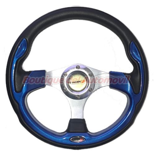 Volante Deportivo 3 Rayos 32 Cm Negro y Azul