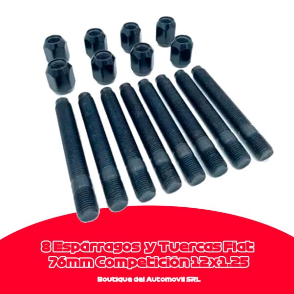 Kit 8 Espárragos + Tuercas Doble Cono para Fiat Largo 76mm
