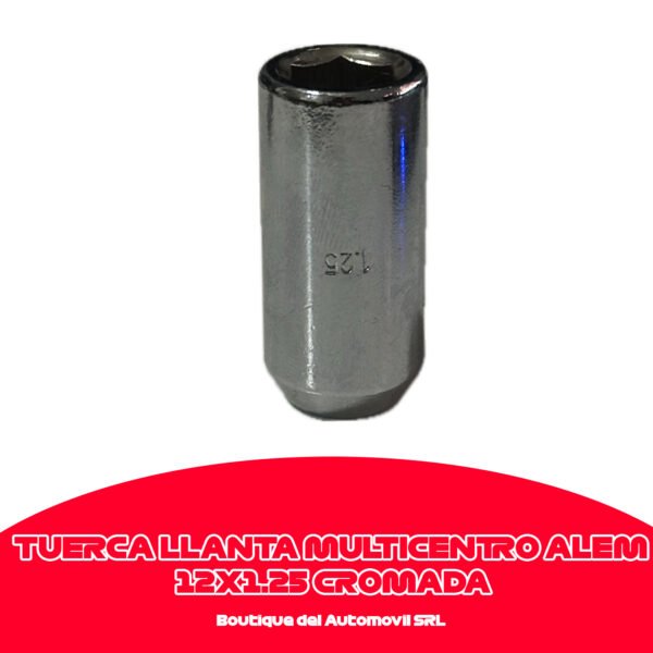 Tuerca de Rueda Multicentro Tipo Alem Cromada